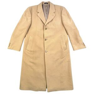 Lauren Ralph Lauren 100% Camel Hair Trench Coat Mens 44R Long Overcoat Designer